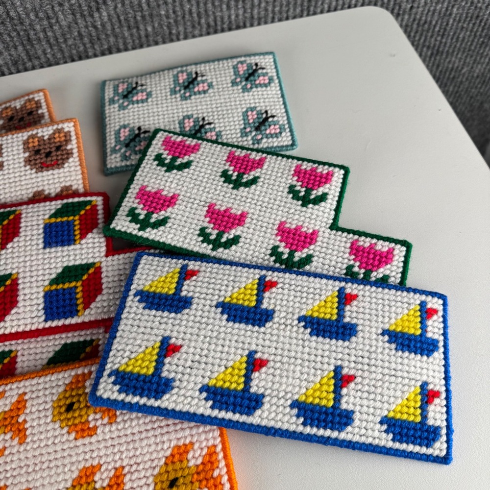Vintage Needlepoint Counting Set Montessori Homeschool Numbers Toy Set F72Q - Picture 8 of 16